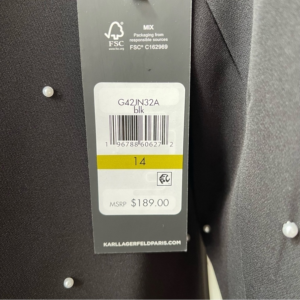 NWT Karl Lagerfeld Paris Pearl Embellished Black Blazer Single Button 14 - Picture 9 of 16